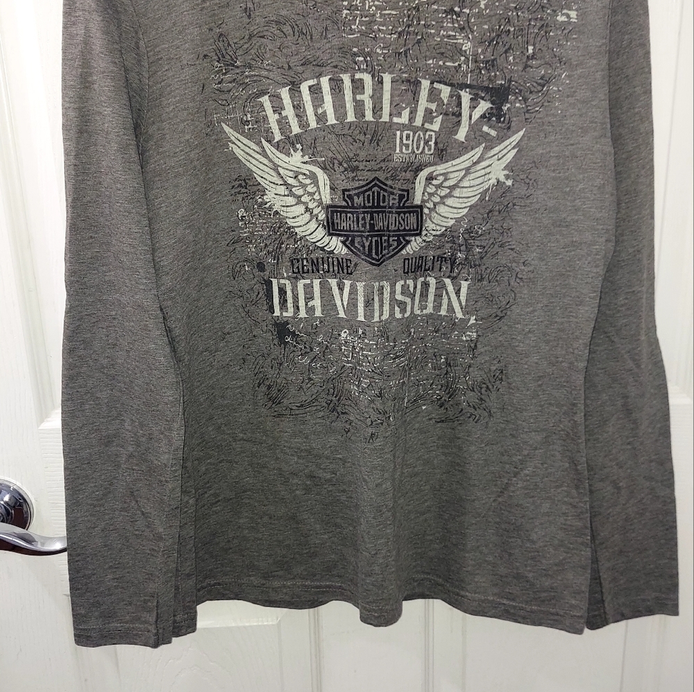 Harley-Davidson of Scottsdale Arizona Gray Longsleeve Cotton Shirt Medium - Picture 14 of 14
